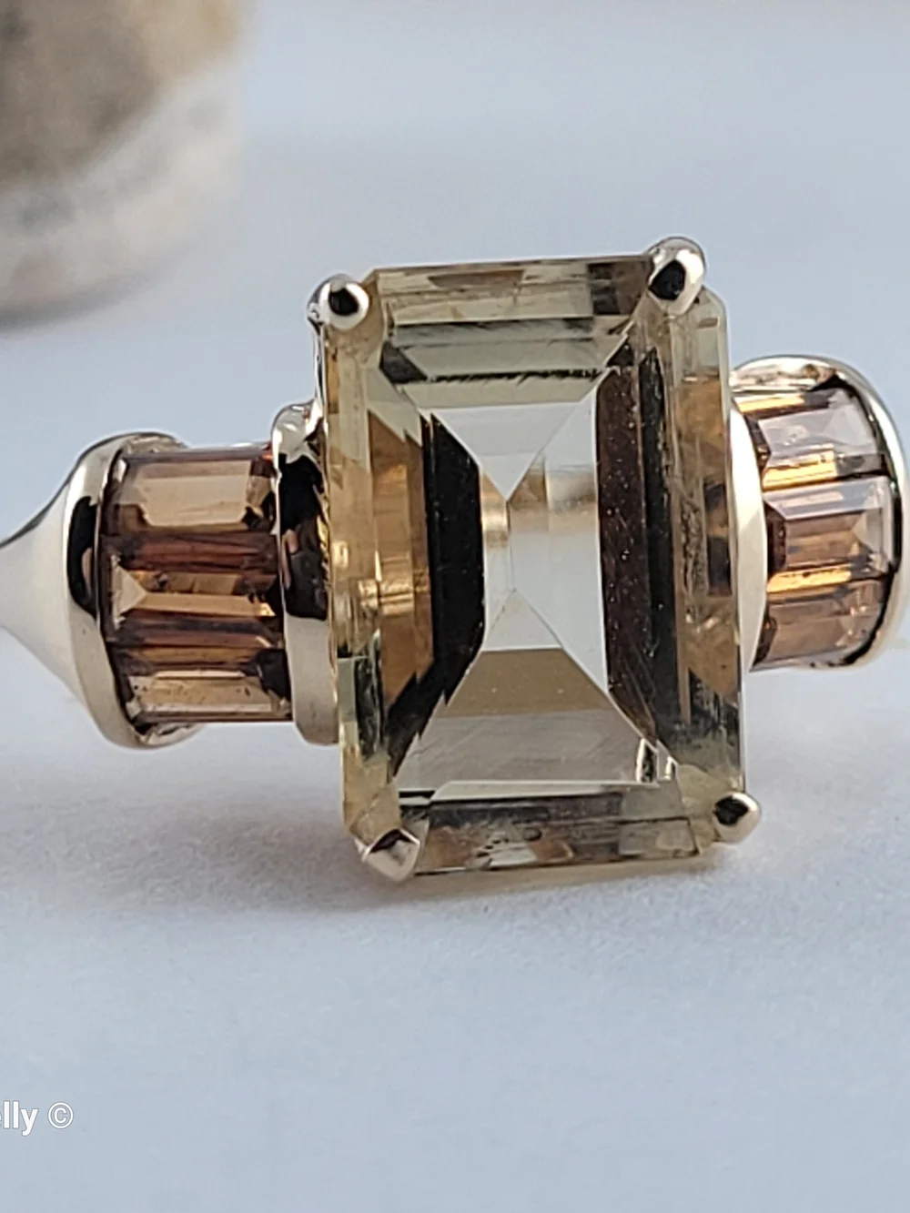 14K Yellow Gold Quartz and Citrine Ring Size 6.75 - Solid Gold! 👌🎁